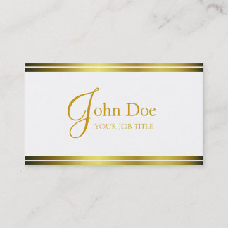 Carte De Visite Blanc élégant de YourJobTitle/rayures d'or