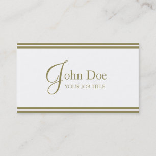 Carte De Visite Blanc élégant de YourJobTitle/rayures d'or