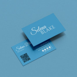 Carte De Visite Blanc et bleu minimaliste | Code QR moderne