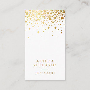 Carte De Visite Blanc   Faux Gold Foil Confetti Dots Vetical