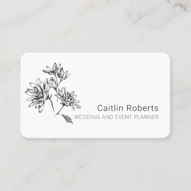 Carte de visite blanc floral minimal chic (Devant)