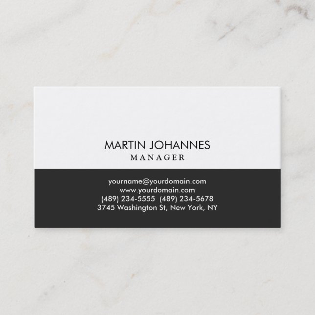 Carte de visite blanc gris élégant professionnel (Devant)