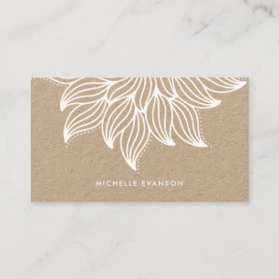 Carte De Visite Blanc Mandala Floral Boho Kraft