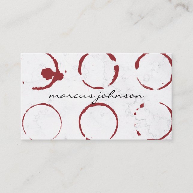 Carte De Visite Blanc marbre | Verre de retenue de vin (Devant)