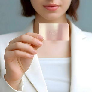Carte De Visite Blanc métallique en soie minimal nacré d'or rose