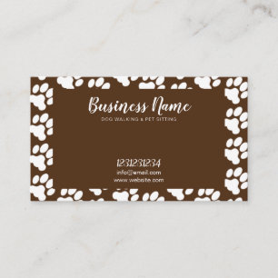 Carte De Visite Blanc mignon et Brown Empreinte de patte Motif chi