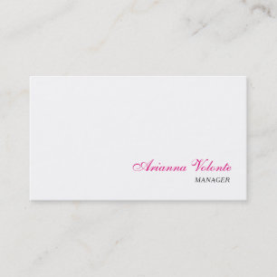 Carte De Visite Blanc Minimaliste Élégant Chic Plain Feminine