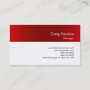 Carte de visite blanc minimaliste Red Clean