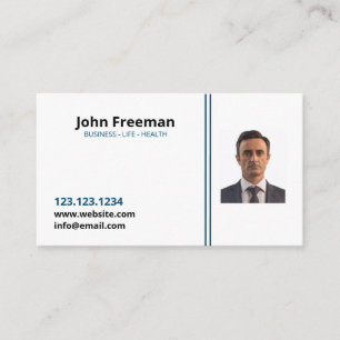 Carte De Visite Blanc moderne avec agent d'assurance Blue Lines