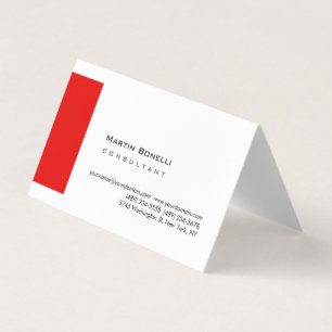 Carte De Visite Blanc moderne Rouge Simple Perle Premium
