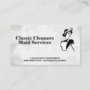 Carte De Visite Blanc noir domestique classique   Services de nett