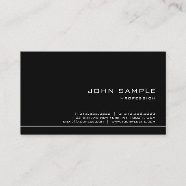 Carte De Visite Blanc noir élégant créatif professionnel moderne (Devant)