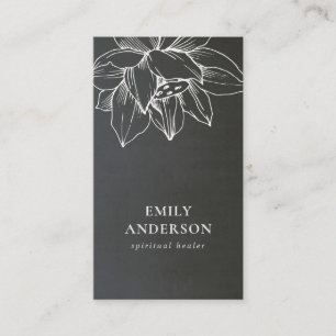 CARTE DE VISITE BLANC NOIR LOTUS SIMPLE REIKI SPIRITUEL HEALER