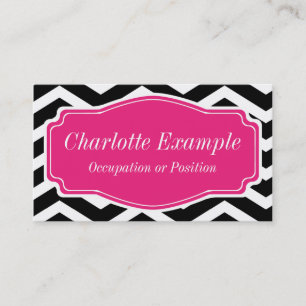 Carte De Visite Blanc noir rose Chevron personnel
