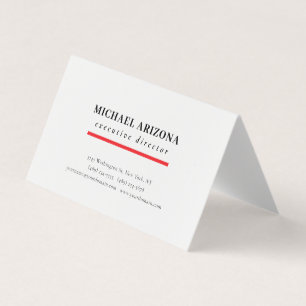 Carte De Visite Blanc Noir Rouge Minimaliste Simple Uni