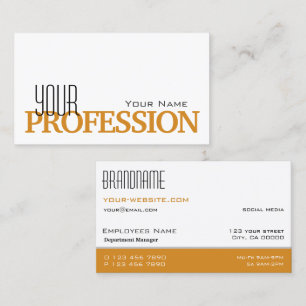 Carte De Visite Blanc Orange élégant Simple et professionnel