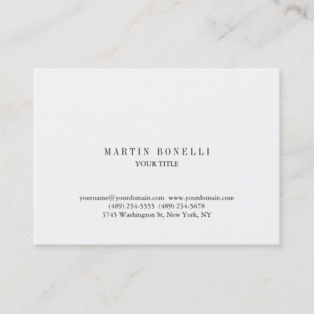 Carte de visite blanc professionnel Plain Chubby (Devant)