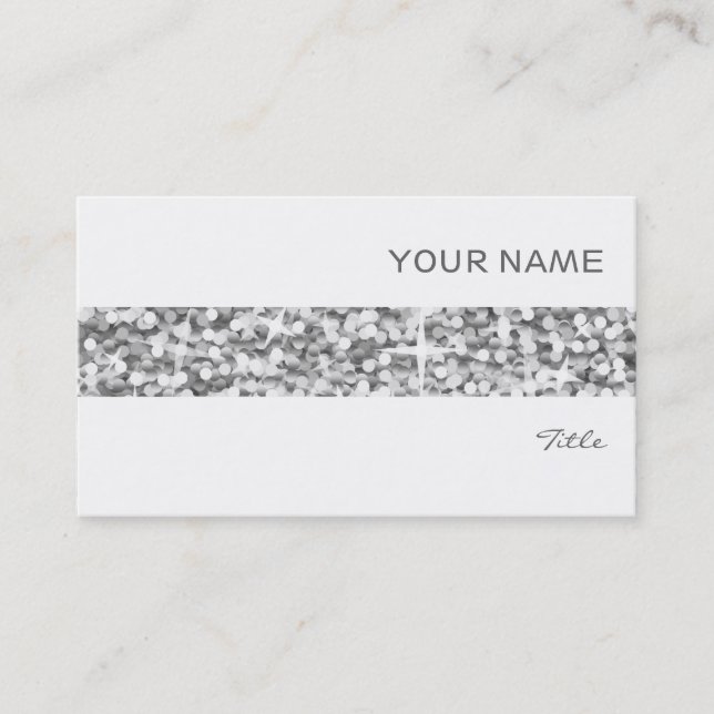 Carte de visite blanc rayé Glitz "Argent" (Devant)