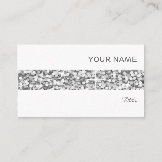 Carte de visite blanc rayé Glitz "Argent" (Devant)
