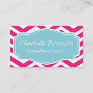 Carte De Visite Blanc rose bleu Chevron personnel