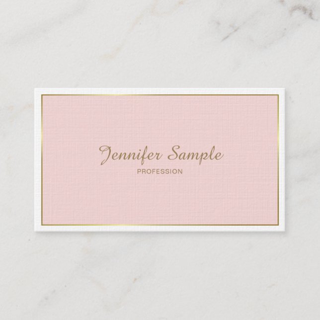Carte De Visite Blanc Rose Or Blanc Moderne Elégant luxe tendance (Devant)