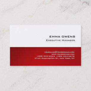 Carte De Visite Blanc Rouge Professionnel Moderne Plaine Simple