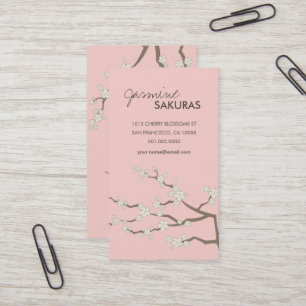 Carte De Visite Blanc Sakura Oriental Cherry Blossoms Élégant Chic