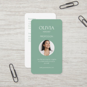 Carte De Visite Blanc / Seafoam Green Photo Social QR Code