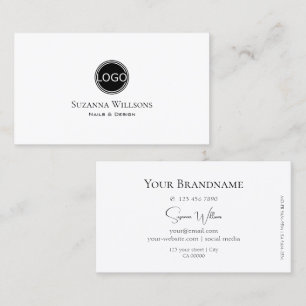 Carte De Visite Blanc simple avec point noir et logo chic