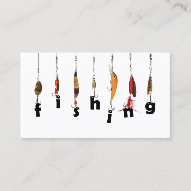 Carte de visite blanc simple d'équipement de pêche (Devant)