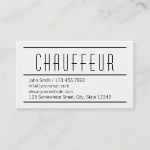Carte de visite blanc simple moderne de chauffeur
