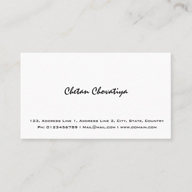 Carte de visite blanc simple professionnel (Devant)