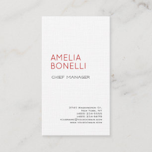 Carte De Visite Blanc simple professionnel minimaliste moderne de