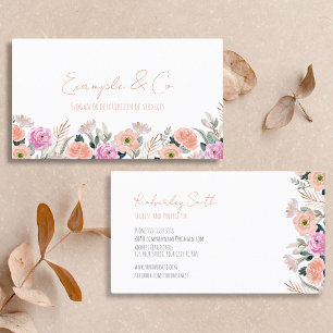 Carte de visite blanche, classique orange rose flo