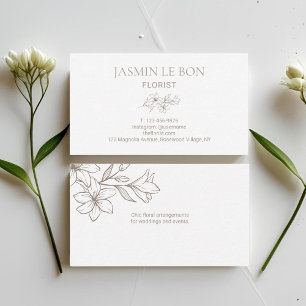 Carte De Visite BLANCHE   Fleur minimaliste chic