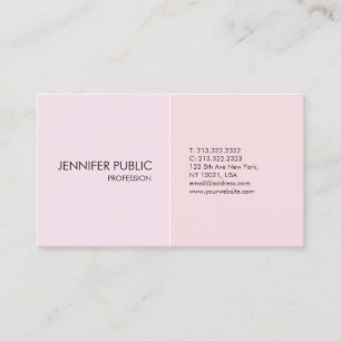 Carte De Visite Blanche rose Moderne Simple Élégant Plaine tenda