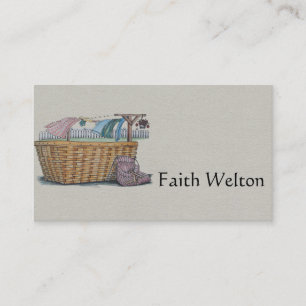 Carte De Visite Blanchisserie sur la corde à  linge