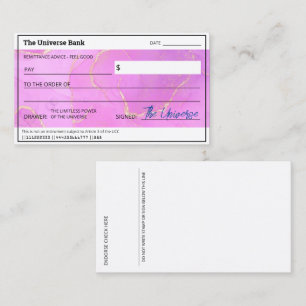 Carte De Visite Blank Abundance Check Feminine Law of Attraction