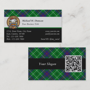 Carte De Visite Blason du clan Duncan sur tartan