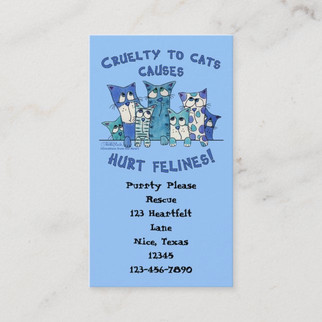 Carte De Visite Blessé Felines Cruauté aux chats (Devant)
