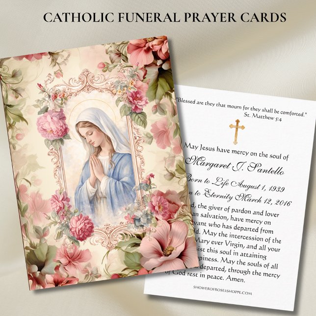 Carte De Visite Blessed Mary Catholic Funeral Memorial Holy Card - (Créateur téléchargé)