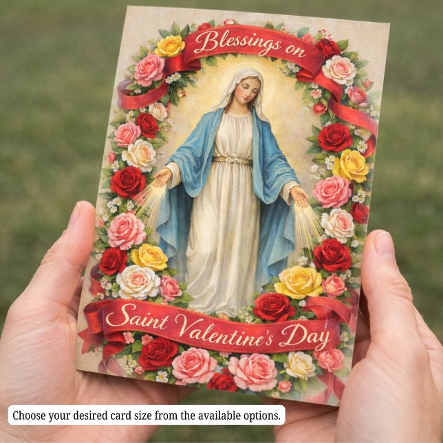 Carte De Visite Blessed Mother Mary Valentines Prayer Roses (Créateur téléchargé)