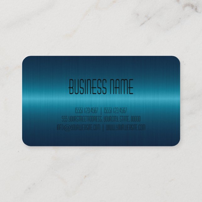 Carte De Visite Bleu acier inoxydable look métallique (Dos)