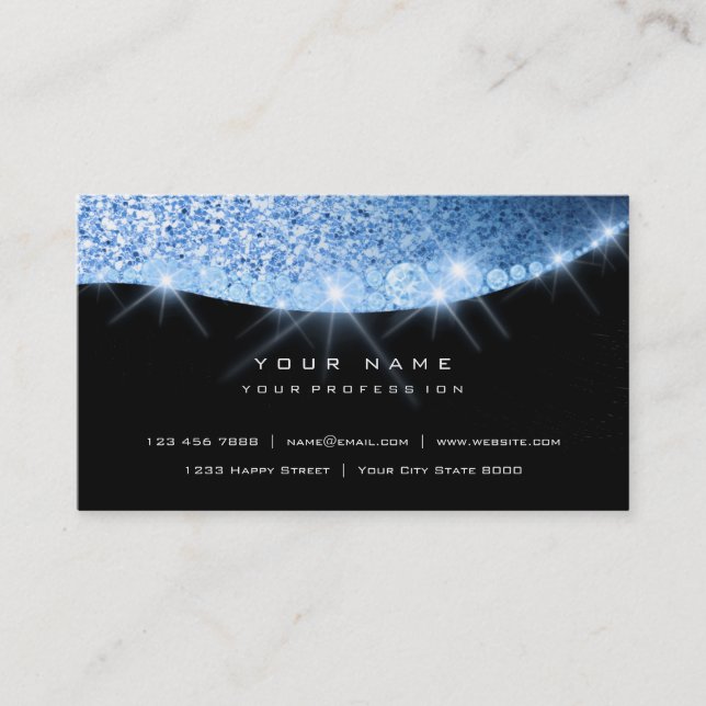 Carte De Visite Bleu Aqua Sparkly Diamond Parties scintillant Glam (Devant)