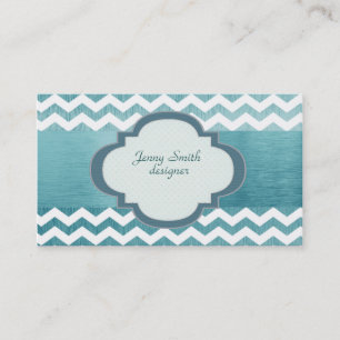 Carte De Visite Bleu argenté au chevron tendance
