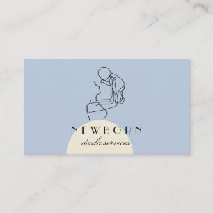 Carte De Visite Bleu Beige Garde d'enfants Design pour Nannies Bab
