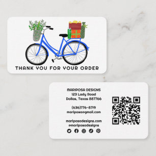 Carte De Visite Bleu Bike Cadeaux Client Commande Merci QR Code