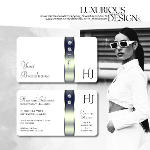 Carte De Visite Bleu blanc Argent Diamètre de la décoration Mono