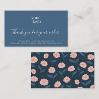Bleu Boho Floral Logo Merci Business Insertion