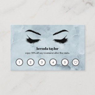 Carte De Visite Bleu Chic Marbre Browbar Eyelash Loyauté personnal